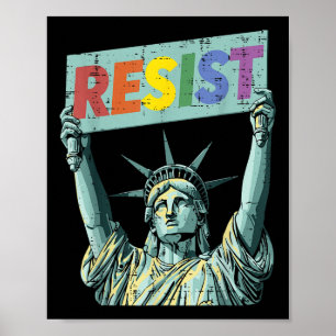 Resist Rainbow Statue Liberty Protest Lgbt Gay Man Poster