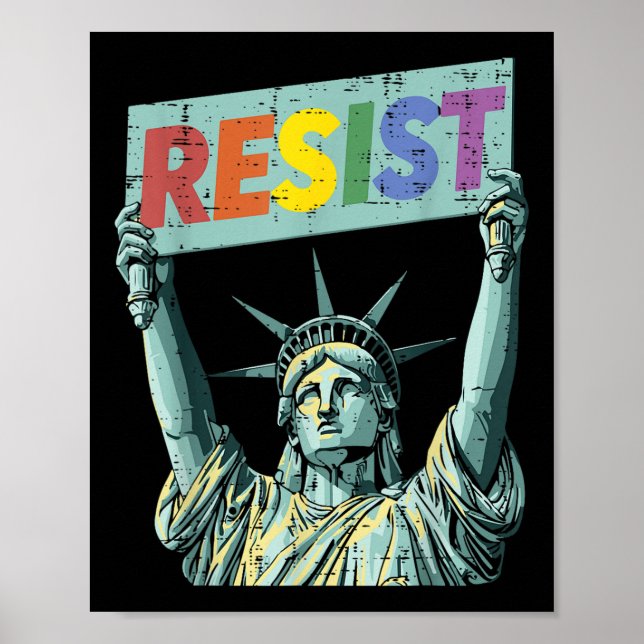 Resist Rainbow Statue Liberty Protest Lgbt Gay Man Poster (Framsidan)