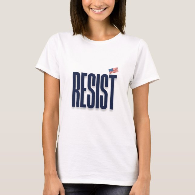 RESIST Small American Flagga - Protest Påstående T Shirt (Framsida)