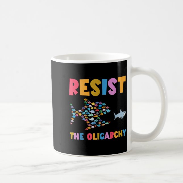 Resist The Oligarchy Funny Fish Anti Trump  Kaffemugg (Höger)