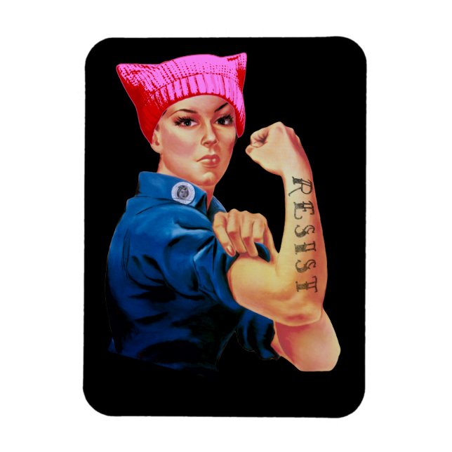 Resist Trump med Rosie Riveter Magnet (Vertikal)
