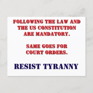 RESIST TYRANNY-vykort Vykort