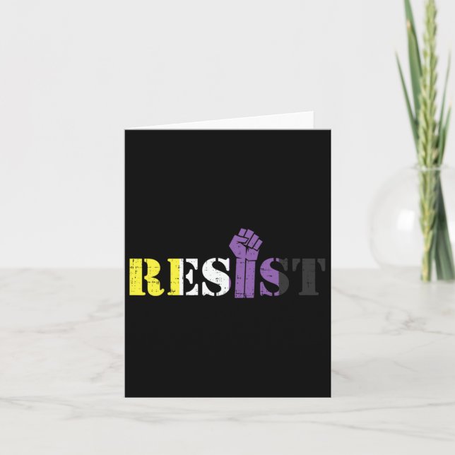 Resist,upphöjt primärimmunisering Lgbtq icke-binär Kort (Framsida)
