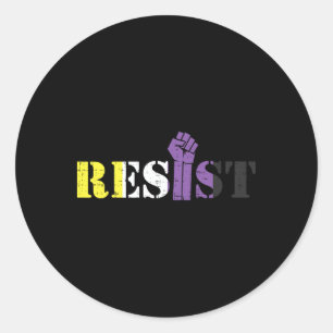 Resist,upphöjt primärimmunisering Lgbtq icke-binär Runt Klistermärke