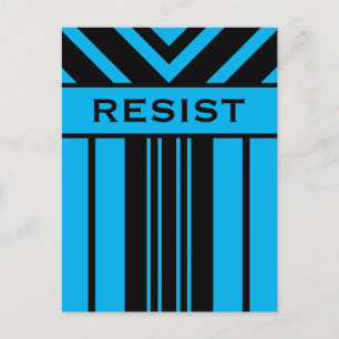 Resistant Vibrant Blue and Black Rand & Chevrons Vykort