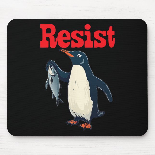Resistenguin Holding Fish Protest Funny Graphic Musmatta (Framsidan)