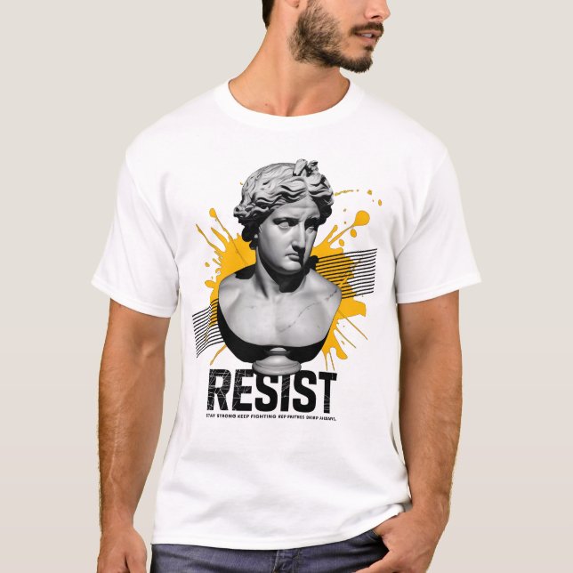 "Resistens: djärv grekisk staty T-Shirt med motiva (Framsida)