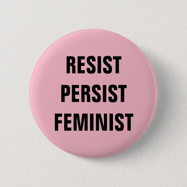 Resistens, kvarstående Rosa för feministisk resist Knapp (Framsida)
