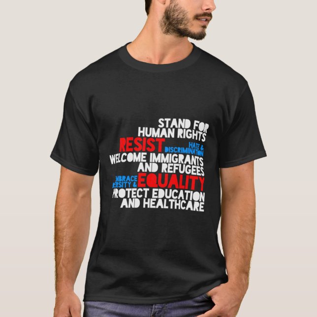 Resistens mot trumpprotester mot humana Höger T Shirt (Framsida)