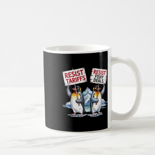 Resistens Penguins protest mot Tariff Pengny Pengu Kaffemugg (Höger)