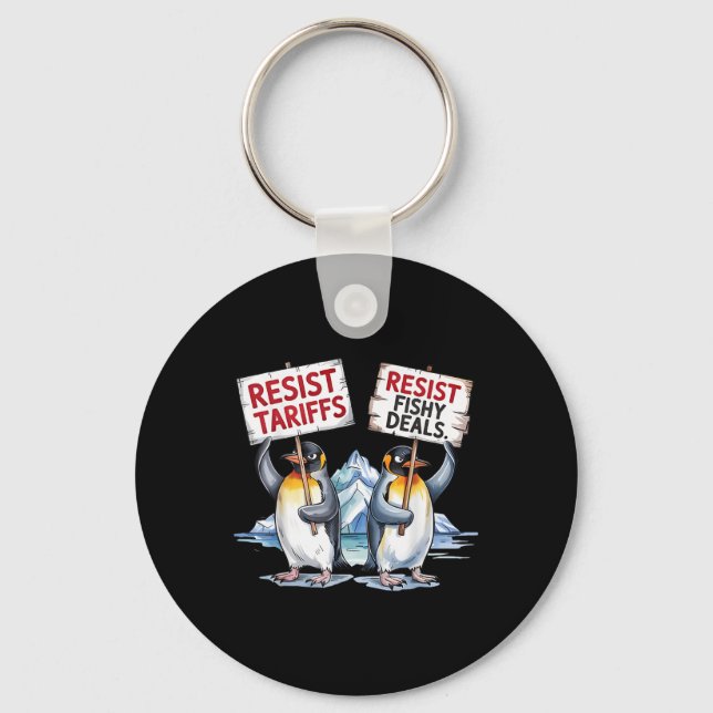 Resistens Penguins protest mot Tariff Pengny Pengu Nyckelring (Framsida)