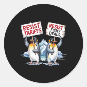 Resistens Penguins protest mot Tariff Pengny Pengu Runt Klistermärke