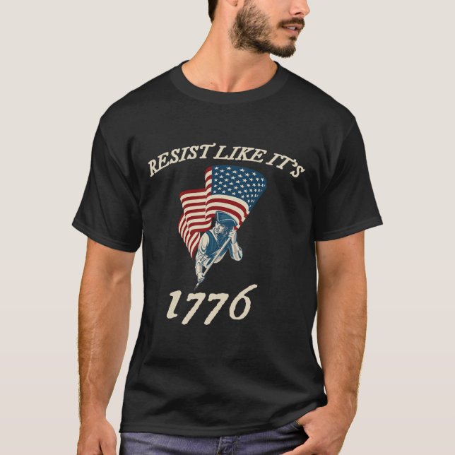 Resistens som det är 1776 Konservativ Flagga Ameri T Shirt (Framsida)