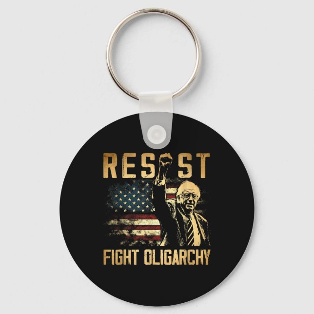 Resistent Bernie Sanders Fight Oligarchy Freedom P Nyckelring (Framsida)
