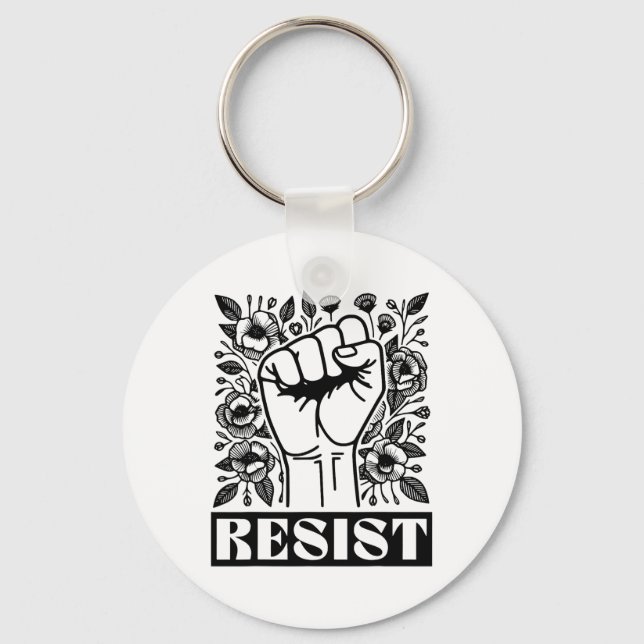 Resistent Blommigt Anti Trump Policy Protest Liber Nyckelring (Framsida)