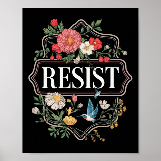 Resistent Blommigt Protest Trump Anti Trump 4 Poster (Framsidan)