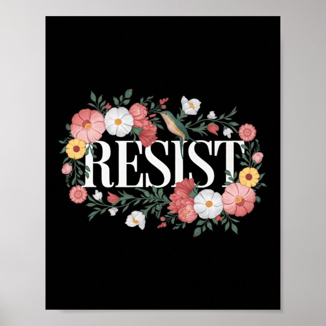 Resistent Blommigt Protest Trump Anti Trump Premiu Poster (Framsidan)