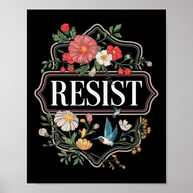 Resistent Blommigt Protest Trump Anti Trump Premiu Poster (Framsidan)
