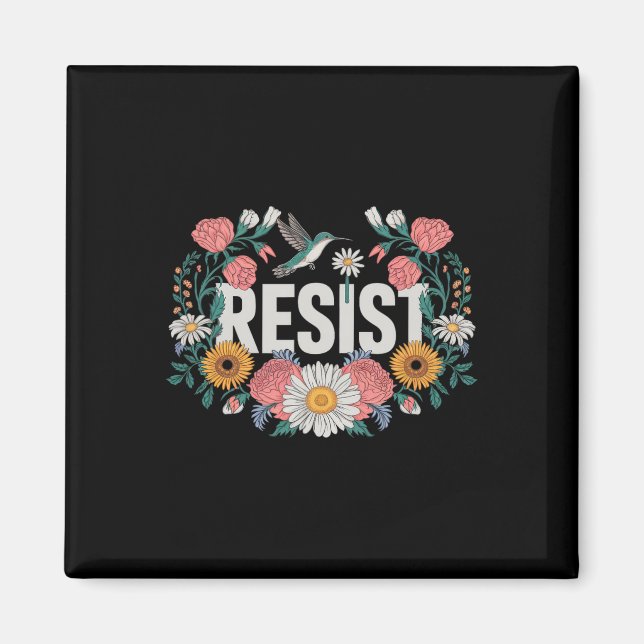 Resistent Blommigt Resistent Aktivister Feminister Magnet (Framsidan)