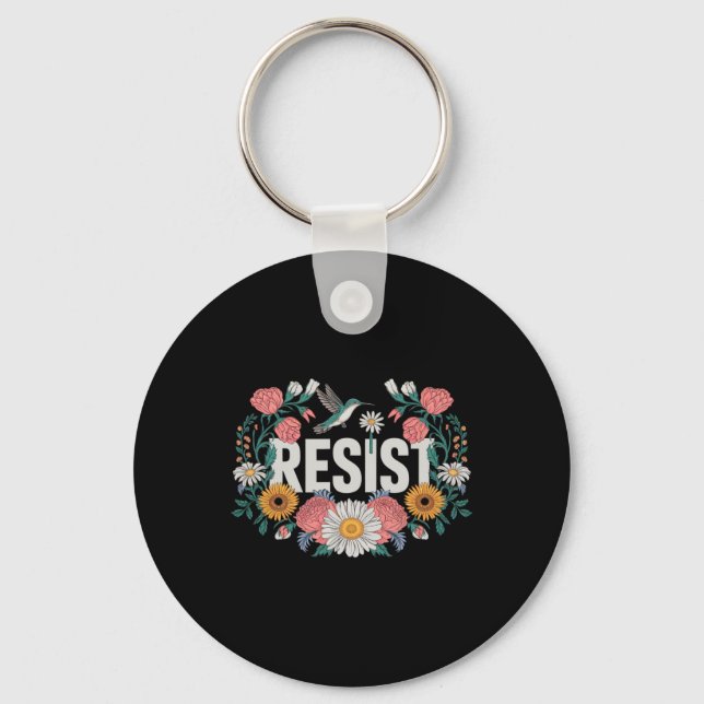 Resistent Blommigt Resistent Aktivister Feminister Nyckelring (Framsida)