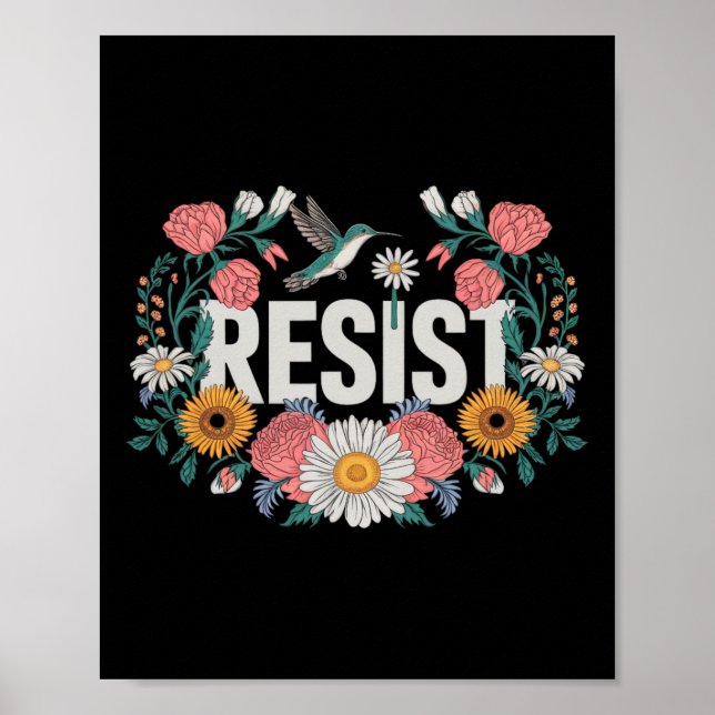 Resistent Blommigt Resistent Aktivister Feminister Poster (Framsidan)