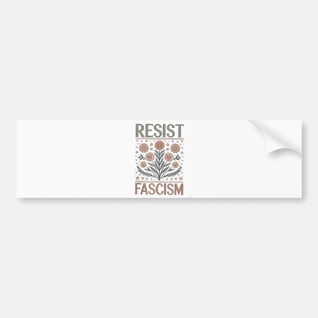 Resistent Fascism Blommigt Transgender LGBTQ Anti- Bildekal (Framsidan)