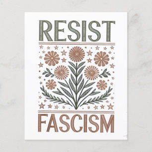 Resistent Fascism Blommigt Transgender LGBTQ Anti- Flygblad
