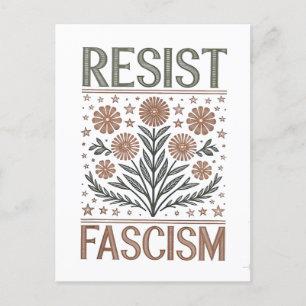 Resistent Fascism Blommigt Transgender LGBTQ Anti- Helg Vykort
