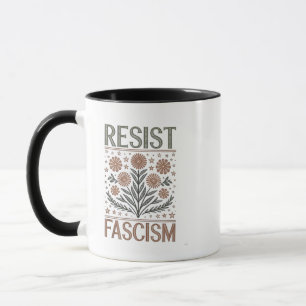 Resistent Fascism Blommigt Transgender LGBTQ Anti- Mugg