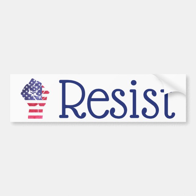 Resistent Fist American Flagga Democrat Anti Trump Bildekal (Framsidan)