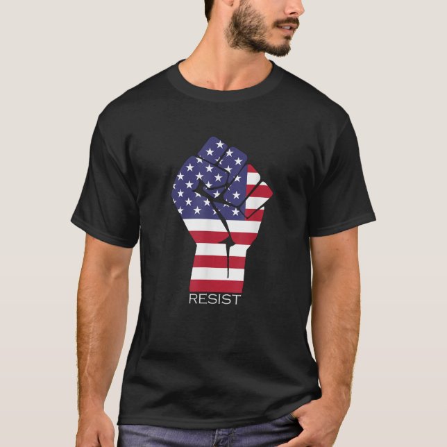 Resistent Fist American Flagga T Shirt Activism St (Framsida)