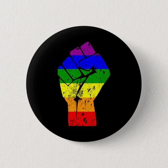 Resistent Fist Rainbow Flagga Gay pride Knapp (Framsida)