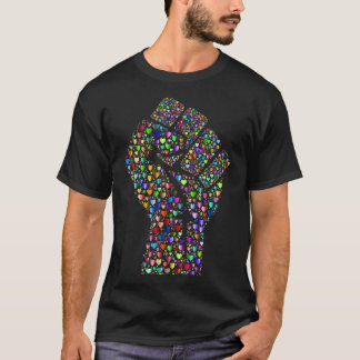 Resistent Fist Rainbow Hearts Kärlek T Shirt