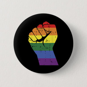Resistent Fist Retro Rainbow Hand Gay Lgbt Pride S Knapp