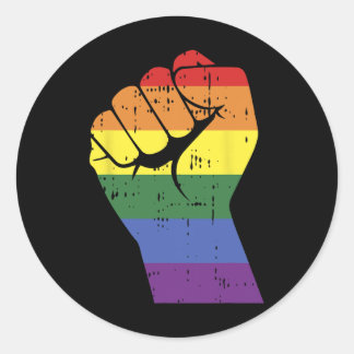 Resistent Fist Retro Rainbow Hand Gay Lgbt Pride S Runt Klistermärke