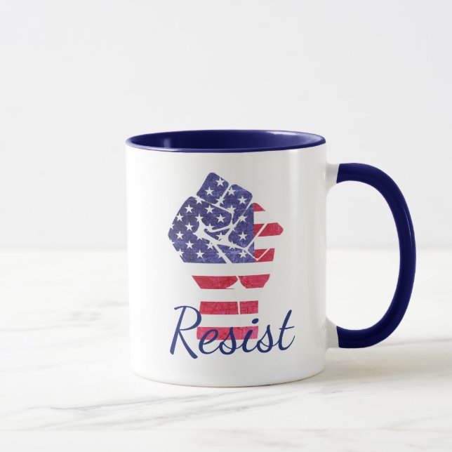 Resistent FistAmerican Flagga Democrat Anti Trump  Mugg (Höger)