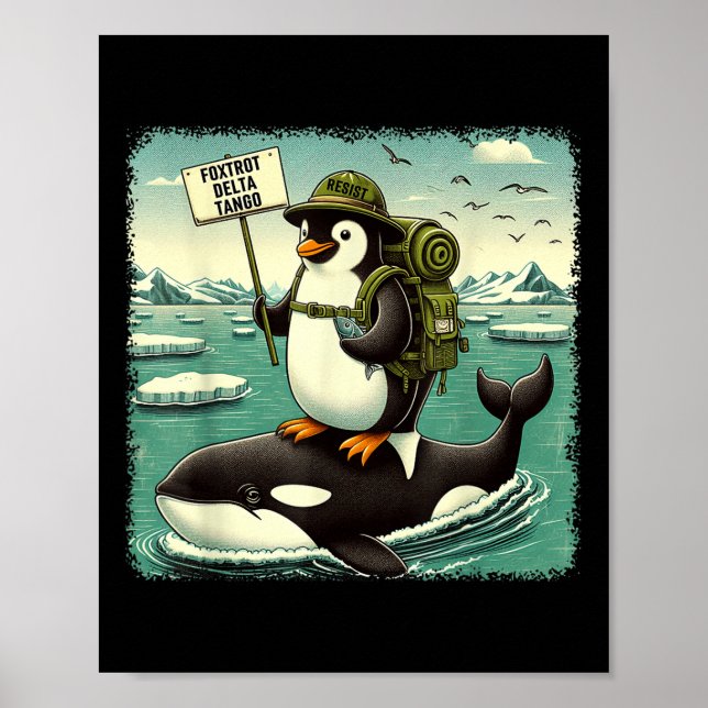 Resistent Penguin Activism Graphic Funny Penguin A Poster (Framsidan)