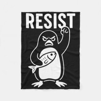 Resistent Penguin Activism Protest Graphic Grunge Fleecefilt
