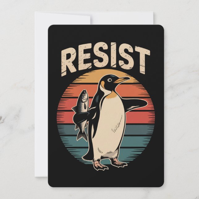 Resistent Penguins Activism Protest Tariffs Retro Inbjudningar (Framsida)