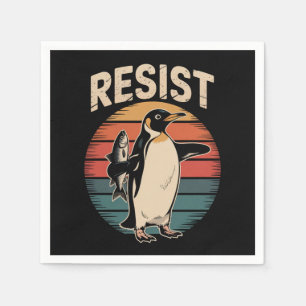 Resistent Penguins Activism Protest Tariffs Retro Pappersservett