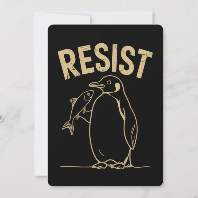 Resistent Penguins Activism Protest Vintage Inbjudningar (Framsida)