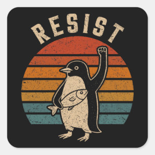 Resistent Penguins protest mot tullar Fyrkantigt Klistermärke