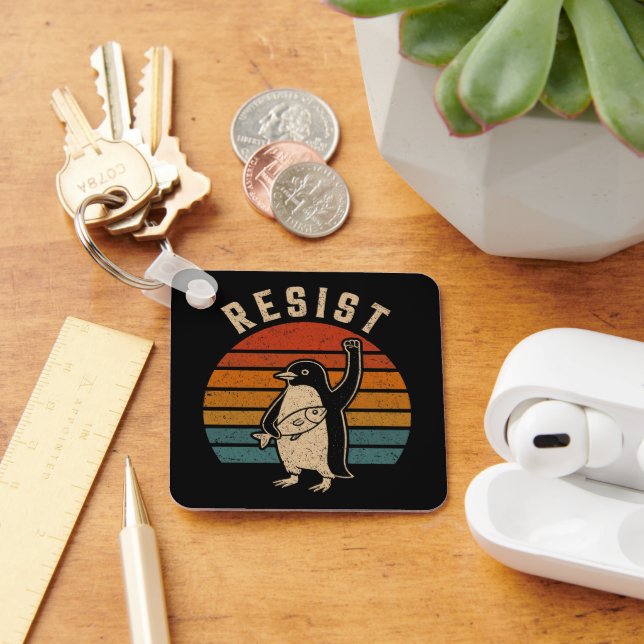 Resistent Penguins protest mot tullar Nyckelring (Skrivbord)
