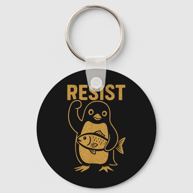 Resistent Rebel Penguin Anti-trump Protest Against Nyckelring (Framsida)