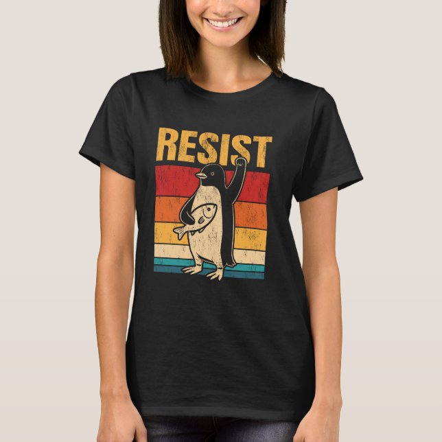 Resistent Resistance Penguin USA Activism Freedom  T Shirt (Framsida)