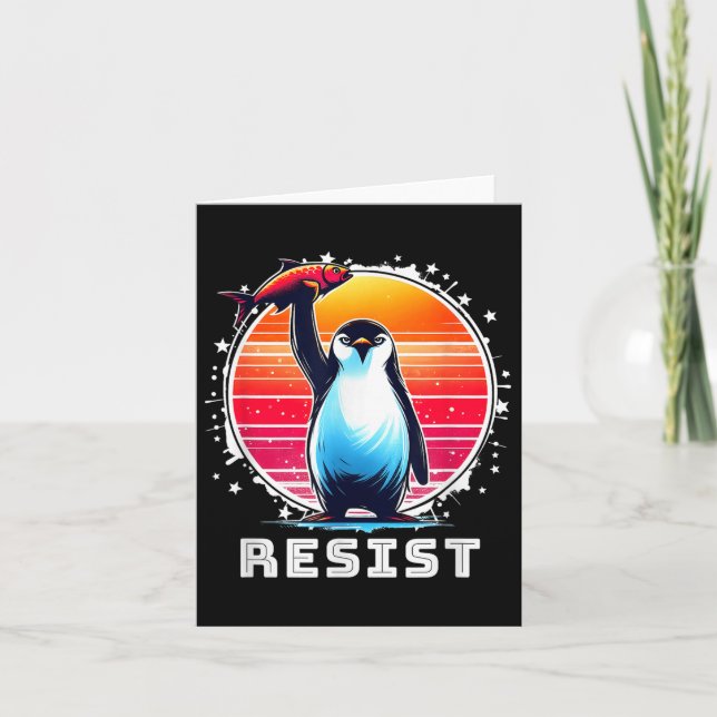 Resistent Shirt Funny Resistent Penguins protestte Kort (Framsida)