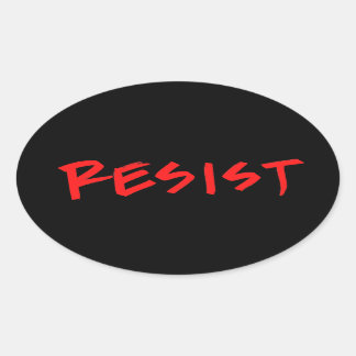 Resistent Stickers-4 per lakan-röd på svart Ovalt Klistermärke