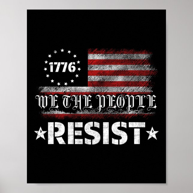 Resistent Trast Protest against Policy US Flagga w Poster (Framsidan)