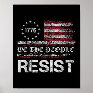 Resistent Trump Protest against Policy US Flagga w Poster