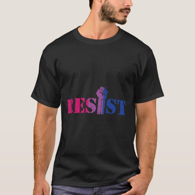 Resistent upphöjt fist Protest Lgbtq Biual Flagga  T Shirt (Framsida)